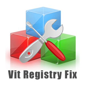 1. Logo of Vit Registry Fix, featuring a stylized letter "V" in blue and green colors.