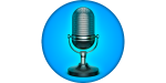 1. Microphone on blue background, AI Voice Translator Translate.