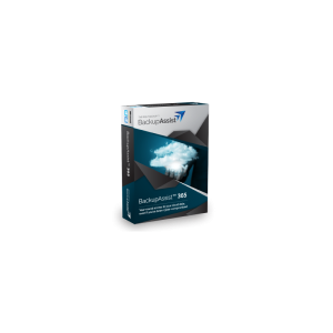 Cloud computing software package, BackupAssist Desktop, displayed on screen.