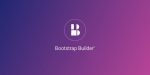 An image with a circular logo containing a stylized "B" in white, centered on a gradient background transitioning from dark blue on the left to pink on the right. Below the logo, the text "Responsive Bootstrap Builder by CoffeeCup®" is displayed in white.