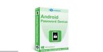 The image shows a green and white software box for "iSunshare Android Password Genius." The packaging prominently features a lock icon and mentions compatibility with Windows. At the bottom, "www.isunshare.com" is displayed. Unlock your phone effortlessly with this must-have app from iSunshare Android Password Genius, an alternative to AppDoze.